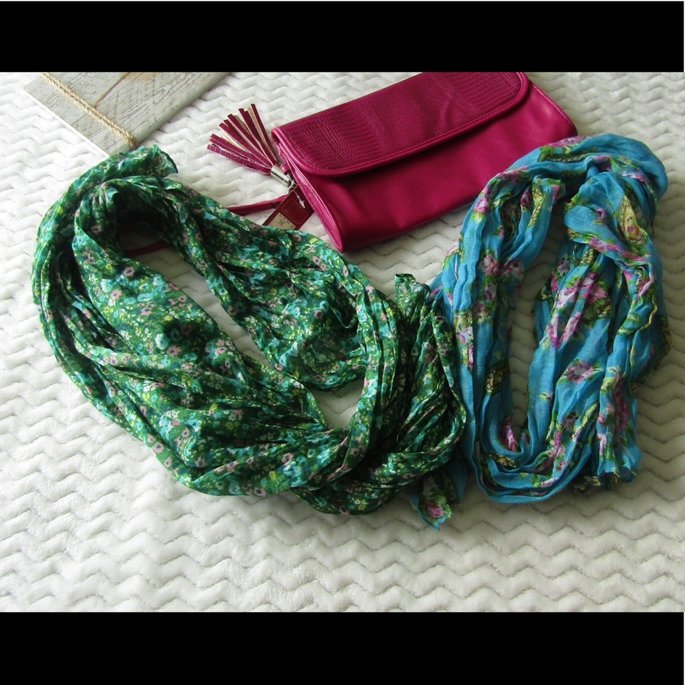 Lot Of 2 Flowered Scarfs